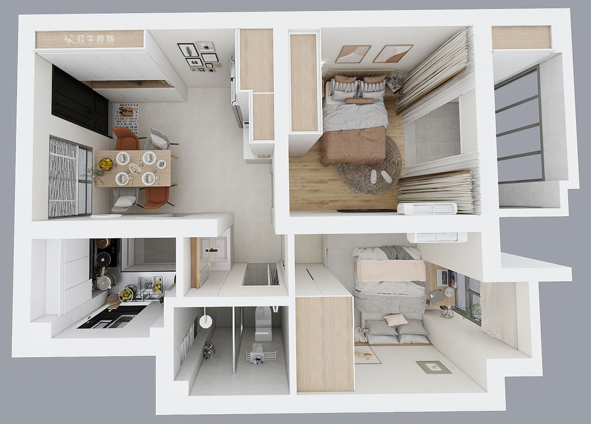 贾庭｜化建二村2-304-50㎡-现代风格｜2室1厅1厨1卫｜新房装修｜定制家｜全包8